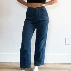 Brixton Teal Corduroy Cropped Straight-leg Pants